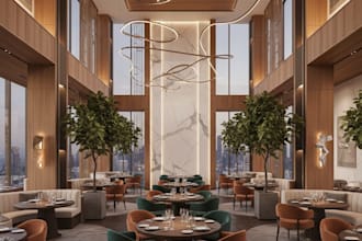 design a modern cafe, restaurant, and commercial shops
