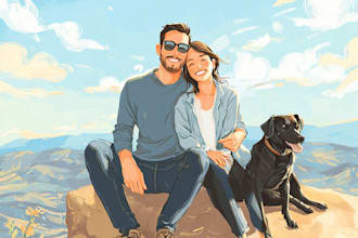 draw a beautiful couple portrait