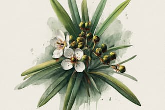 draw realistic botanical watercolor illustration