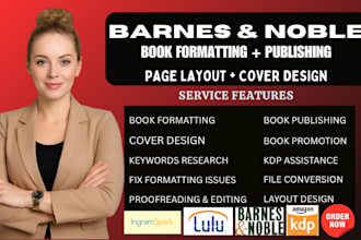 format and publish your book on amazon kindle KDP, barnes and noble, ingramspark