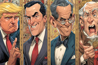 create a political or satirical cartoon