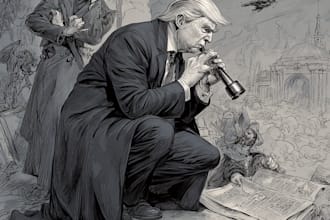 create a political or satirical cartoon in unique style