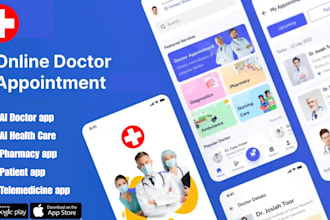 develop appointment booking app, ai doctor app, healthcare app, telemedicine app