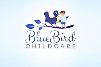 design outstanding bluebird childcare logo