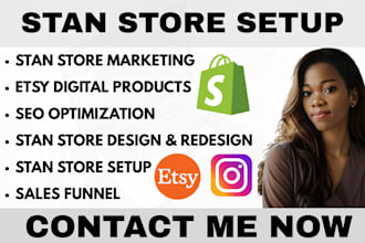 do stan store setup shopify etsy store setup instagram stan store seo listings
