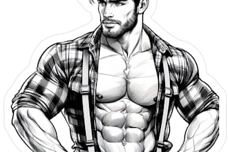draw gay bara muscle, yaoi, nsfw, , fanart, gay character, oc comic