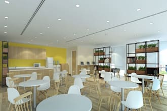 redesign 3d fast food restaurant, coffee counter,d5 lighten,visualize shop front