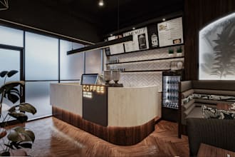 redesign 3d restaurant interior,container ice cream shop,coffee shop decoration