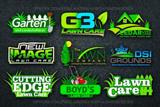 do professional landscape, grass trimming, and lawn care logo