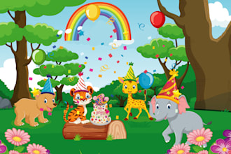 draw children story book illustration, kids illustration and book cover