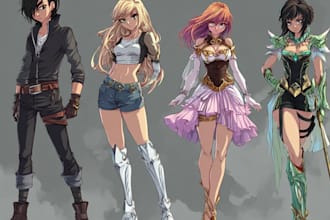 design full body anime style characters for roleplaying