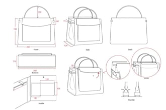 do bag tech pack design for manufacturer,  and sketch bag