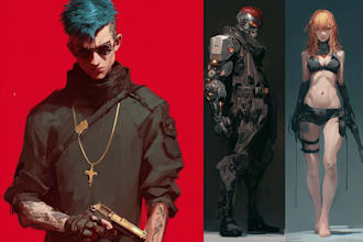 design fantasy and cyberpunk character