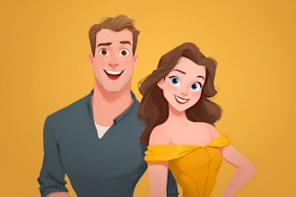 do cartoon disney couple portrait