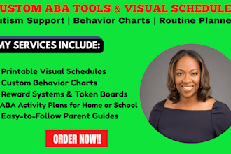 design aba visual schedules, behavior charts, autism learning worksheets