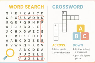 create amazing word search crossword puzzle worksheets for kids