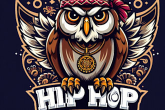 design high quality vintage owl hip hop logo with t shirt design