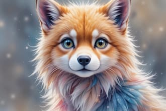 make a digital watercolor furry character art