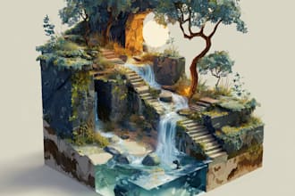 make a mystical horror environment concept art or illustration