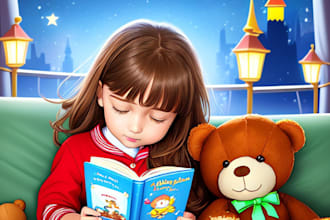draw children book illustrations and playful kids flashcards, story cards kid