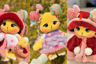design custom crochet plush soft toy, amigurumi stuffed animal pattern for you