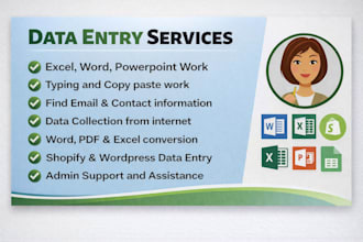 do fast accurate excel data entry admin support