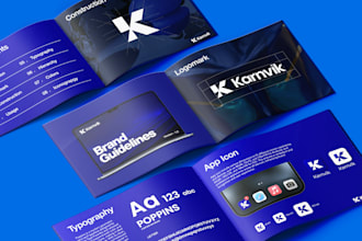 design modern logo with brand guidelines, style guide and brand book