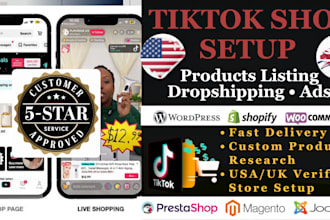 setup and manage US UK tiktok shop product listing dropshipping store tiktok ads