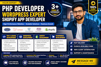 be your expert php programmer web, wordpress , ecommerce, shopify app developer