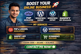 be your expert php programmer web, wordpress , ecommerce, shopify app developer