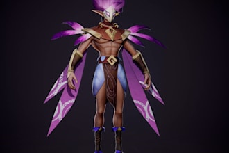 stylized 3d character model,painted texture, rig 3d for film, ue5 3d anime model