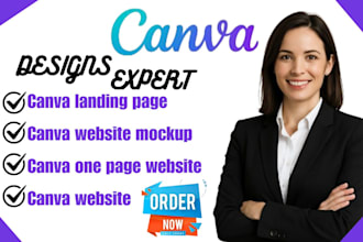 cretae responsive canva website landing page and mockup
