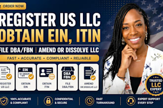 register US llc obtain ein itin file dba fbn amend or dissolve llc