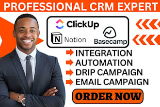 setup basecamp monday crm asana clickup project management notion automation va