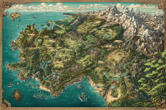 make a fantasy map illustrations for your project