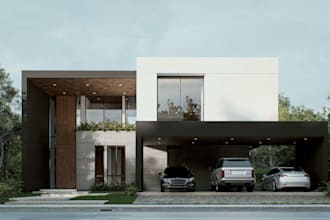 create photorealistic 3d renders of modern facades