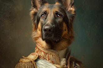 create royal pet portrait in high quality