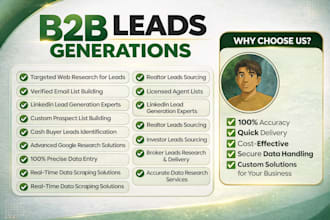 do b2b lead generation, email list building, admin support