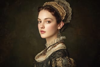 do renaissance art oil painting digital portrait