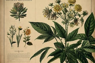 create a beautiful vintage botanical illustration poster