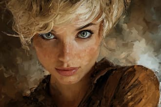 desing an awesome digital oil painting portrait