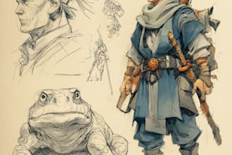 create children illustration, fantasy sci fi character