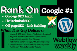 do website onpage SEO for wix, webflow, wordpress or weebly website design