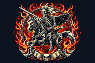 design unique demonic war horse logo t shirt for your brand