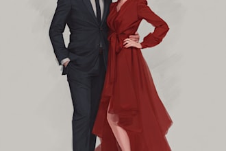 draw anime couple portrait