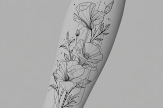design a stunning minimalist lineart tattoo for you