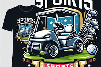 create sports t shirt cartoon golf cart logo