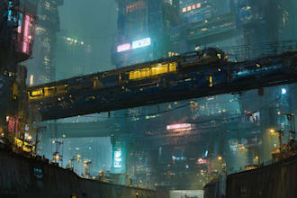 draw a cyberpunk futuristic city illustration