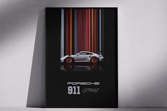 design high quality car posters or custom automotive artwork