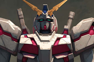 do mecha, gundam and armor ilustration in my style